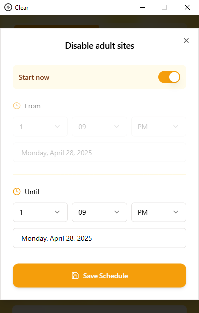 schedule your restriction periods.
